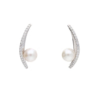 Akoya Pearl and Diamond Two Strand 18ct White Gold Drop Earrings - Michael Jones Jeweller