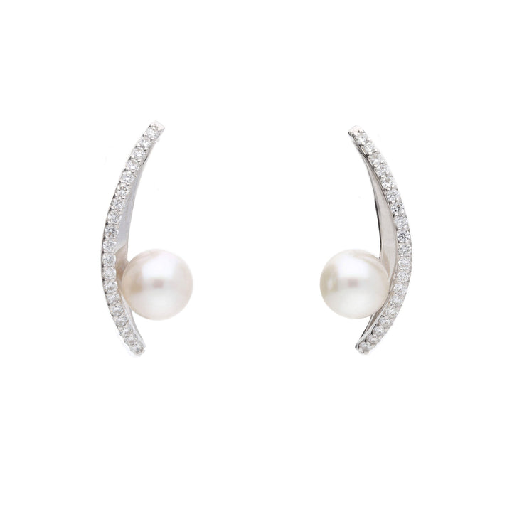 Akoya Pearl and Diamond Two Strand 18ct White Gold Drop Earrings - Michael Jones Jeweller