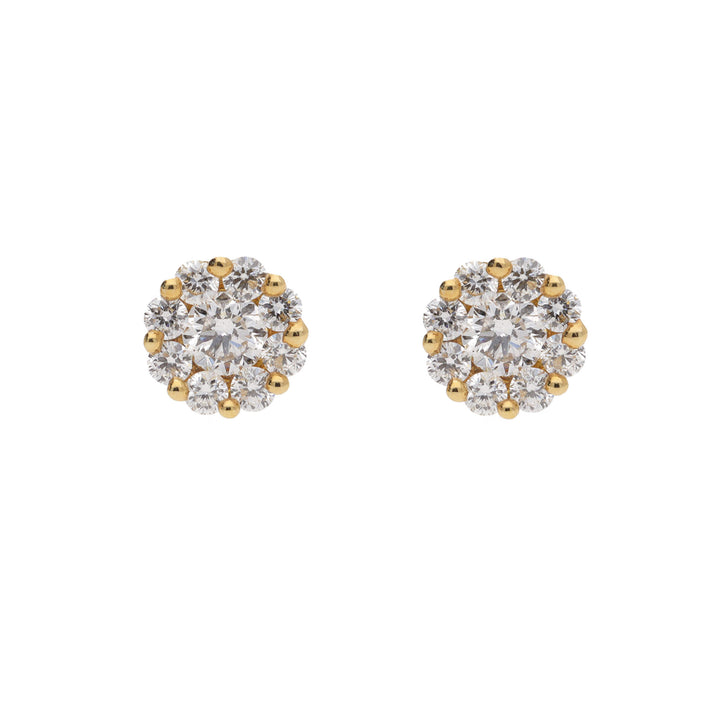 Diamond 0.75ct Cluster 18ct Yellow Gold Stud Earrings