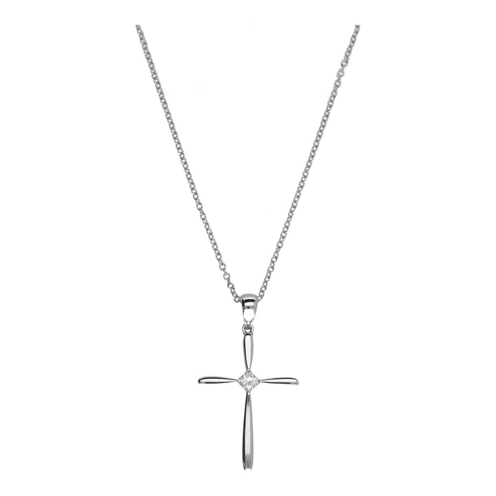 Diamond Set 18ct White Gold Cross - Michael Jones Jeweller