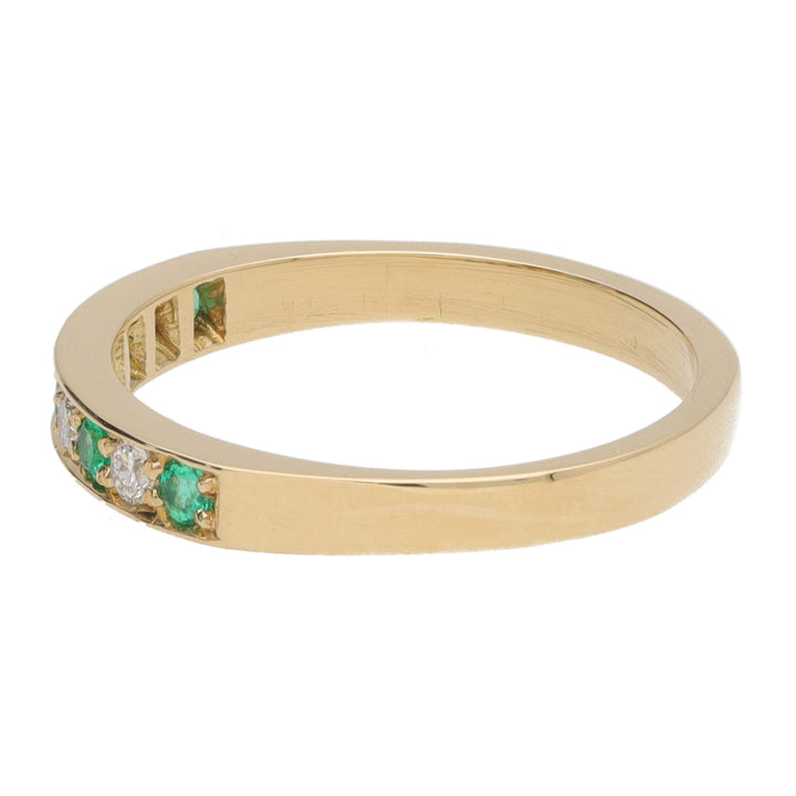 Emerald and Diamond 18ct Yellow Gold Eternity Ring