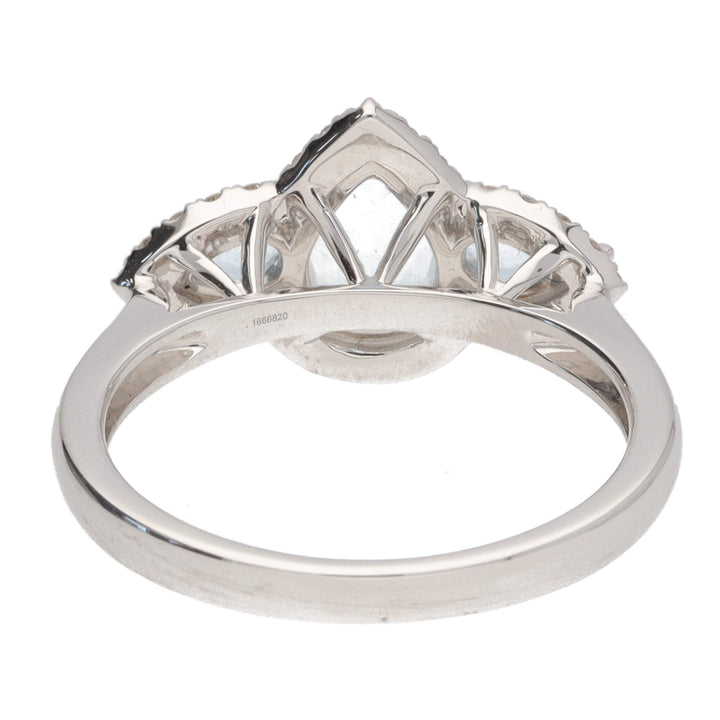 Aquamarine and Diamond Pear 18ct White Gold Three Stone Cluster Ring - Michael Jones Jeweller