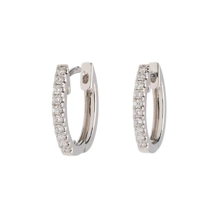 Diamond Set Small 9ct White Gold Hoop Earrings - Michael Jones Jeweller