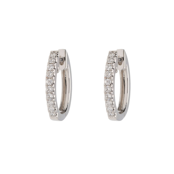 Diamond Set Small 9ct White Gold Hoop Earrings - Michael Jones Jeweller