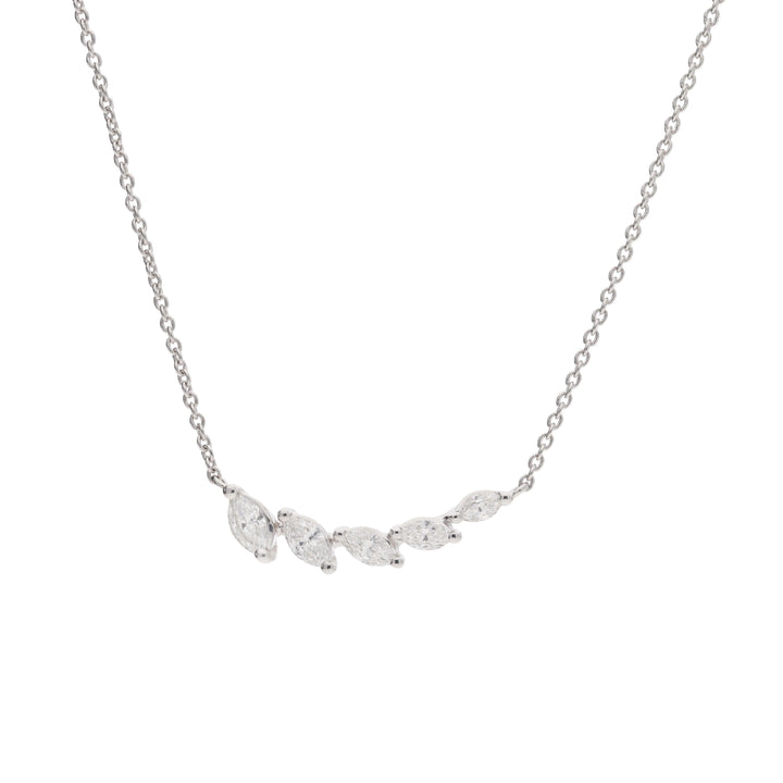 Diamond Marquise 0.29ct Curved 18ct White Gold Necklace - Michael Jones Jeweller