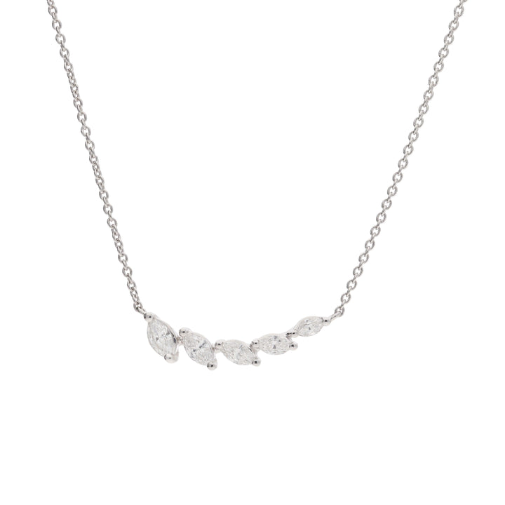 Diamond Marquise 0.29ct Curved 18ct White Gold Necklace