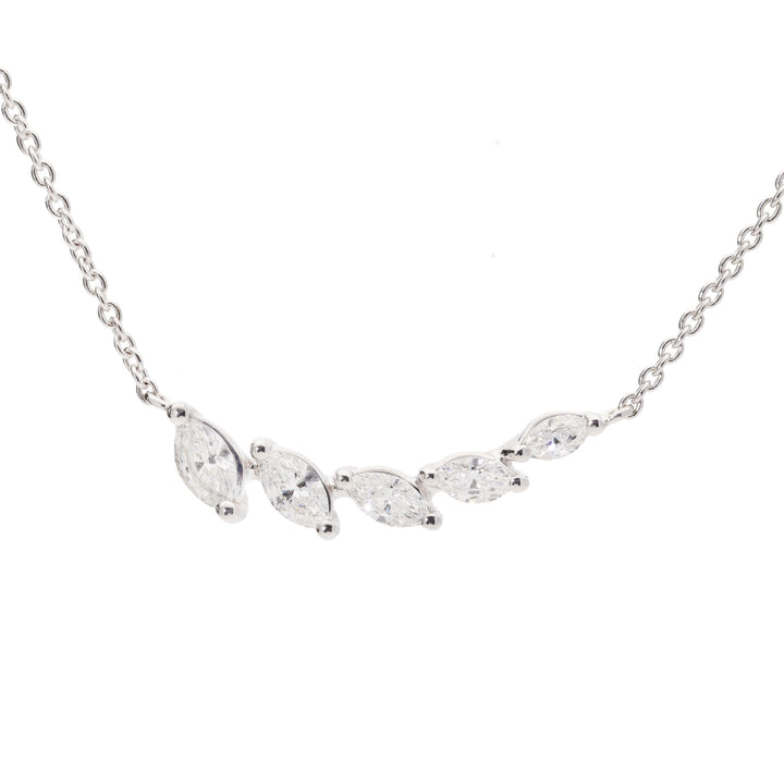 Diamond Marquise 0.29ct Curved 18ct White Gold Necklace - Michael Jones Jeweller