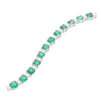 Emerald and Diamond 18ct White Gold Line Bracelet - Michael Jones Jeweller