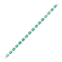 Emerald and Diamond 18ct White Gold Line Bracelet - Michael Jones Jeweller