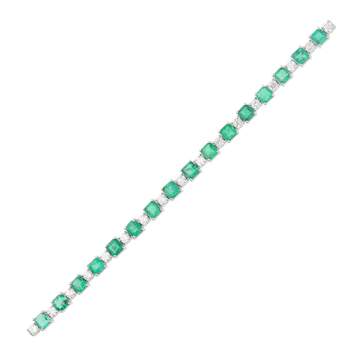 Emerald and Diamond 18ct White Gold Line Bracelet - Michael Jones Jeweller