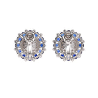 Southsea Pearl Sapphire and Diamond 18ct White Gold Cluster Earrings - Michael Jones Jeweller
