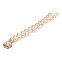White Cultured Pearl Double Row 9ct Yellow Gold Bracelet - Michael Jones Jeweller