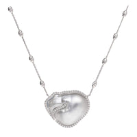 Baroque Pearl and Diamond 0.38ct 18ct White Gold Necklace - Michael Jones Jeweller