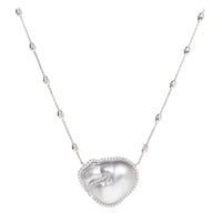 Baroque Pearl and Diamond 0.38ct 18ct White Gold Necklace - Michael Jones Jeweller
