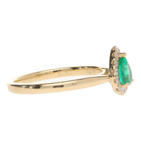 Emerald and Diamond Pear Shape 18ct Yellow Gold Cluster Ring - Michael Jones Jeweller