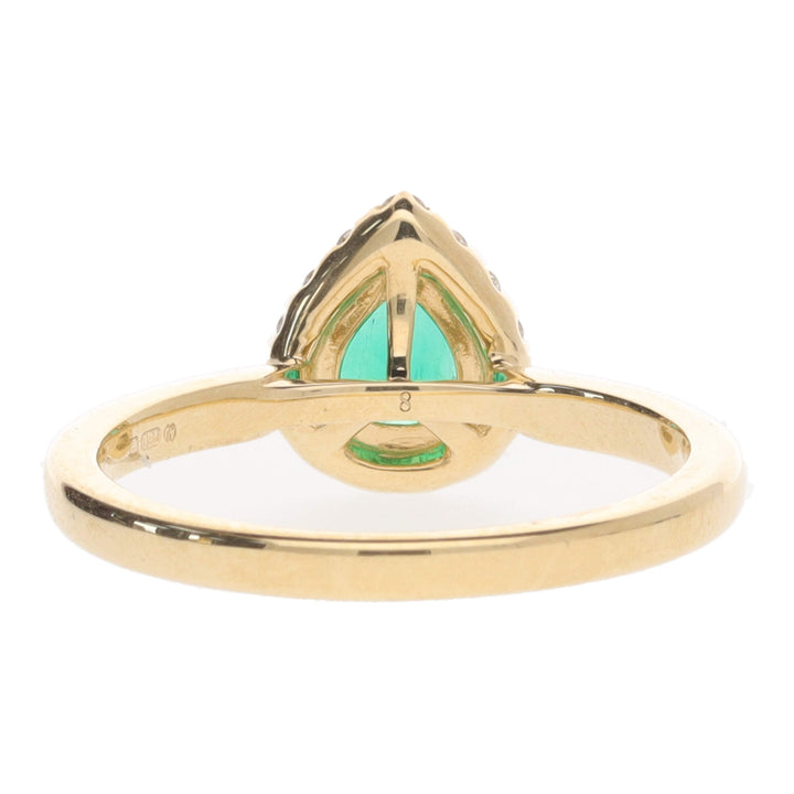Emerald and Diamond Pear Shape 18ct Yellow Gold Cluster Ring - Michael Jones Jeweller