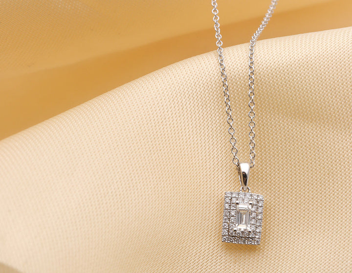 Diamond 18ct White Gold Baguette Necklace
