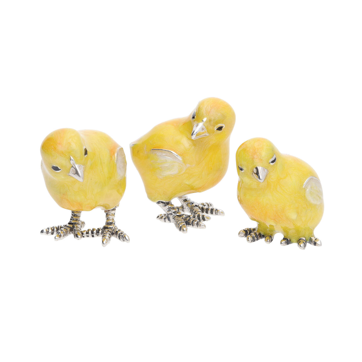 Saturno Silver Enamel Chicks Set of Three ST307-P - Michael Jones Jeweller