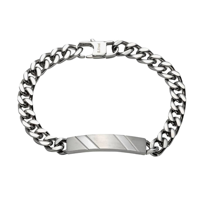 Unique & Co Brushed Curb Link Stainless Steel Bracelet 21cm - Michael Jones Jeweller