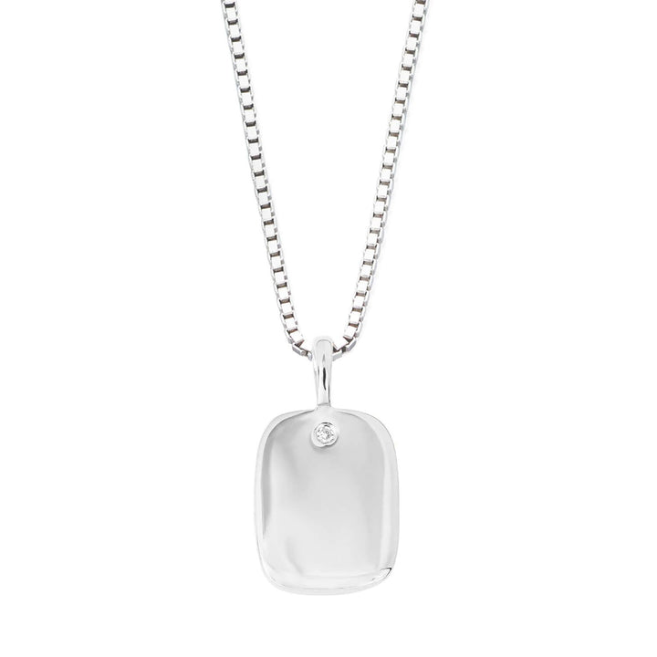 D for Diamond Child's Rectangular Tag Pendant