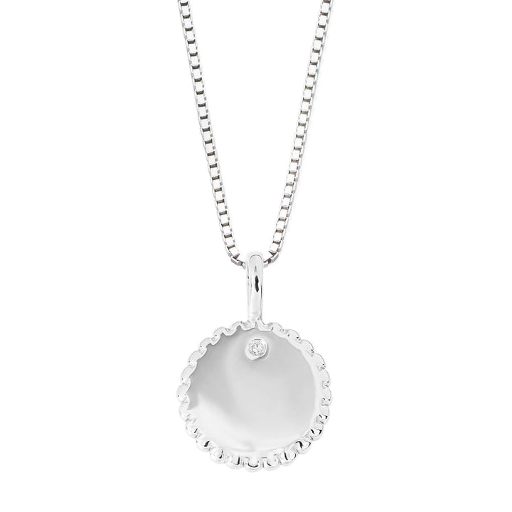 D for Diamond Child's Round Tag Pendant