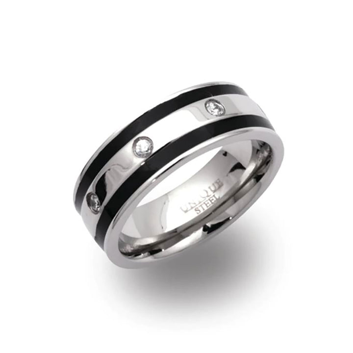 Unique & Co Stainless Steel Ring with Cubic Zirconia
