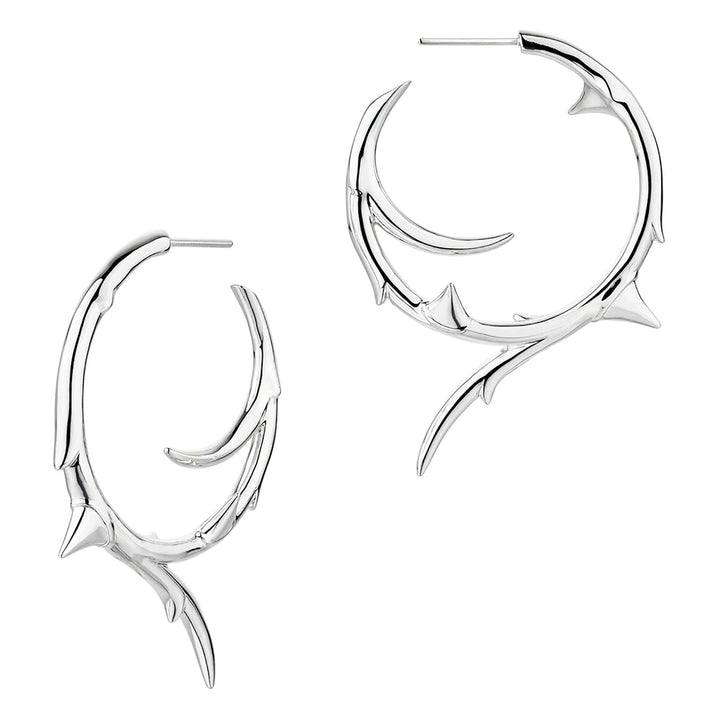 Shaun Leane Silver Rose Thorn Large Hoop Earrings