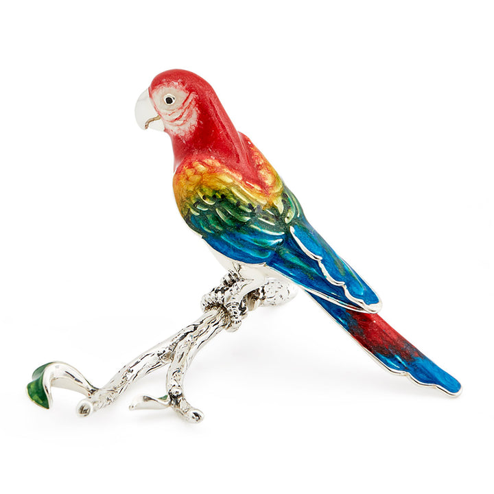 Saturno Silver Enamel Red Parrot ST380-RED - Michael Jones Jeweller