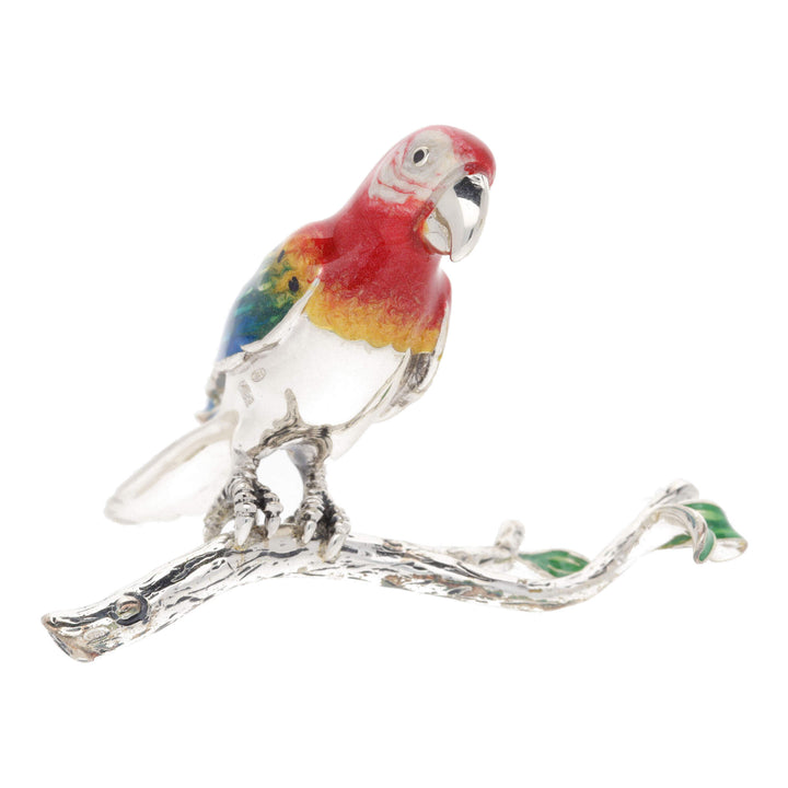 Saturno Silver Enamel Red Parrot ST380-RED - Michael Jones Jeweller