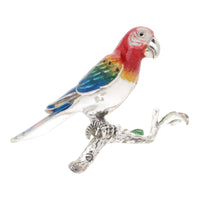 Saturno Silver Enamel Red Parrot ST380-RED - Michael Jones Jeweller