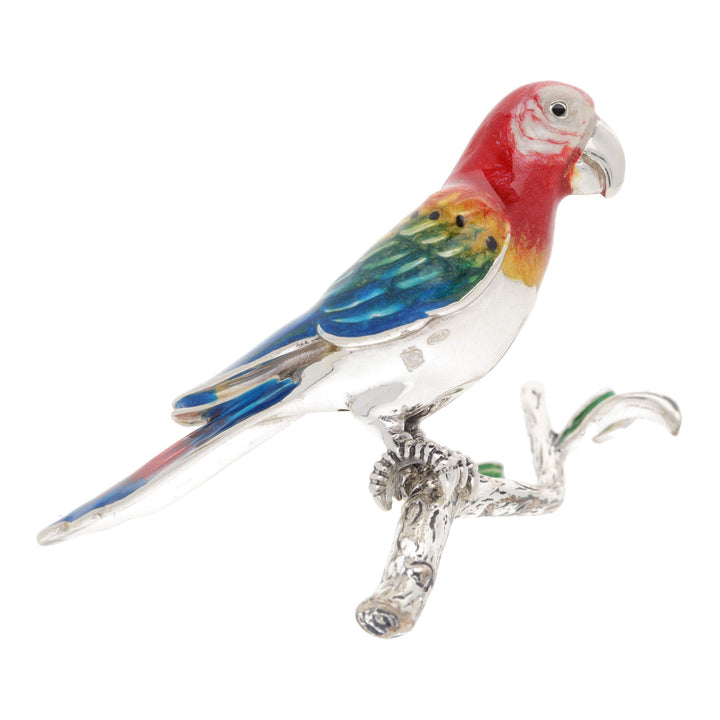 Saturno Silver Enamel Red Parrot ST380-RED