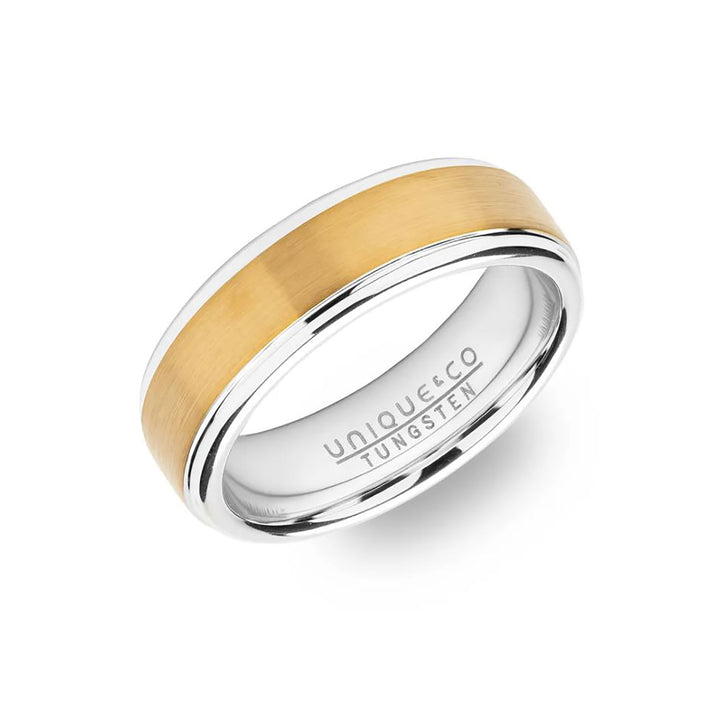 Unique & Co Tungsten Carbide and Yellow Gold Plated Ring