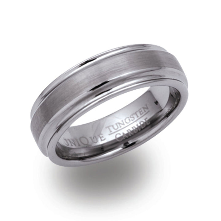 Unique & Co Brushed Tungsten Carbide Ring 7mm - Michael Jones Jeweller