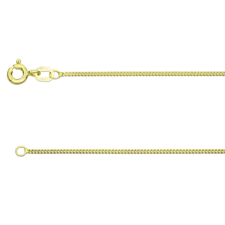 9ct Yellow Gold 16 Inch Diamond Cut Curb Link Chain