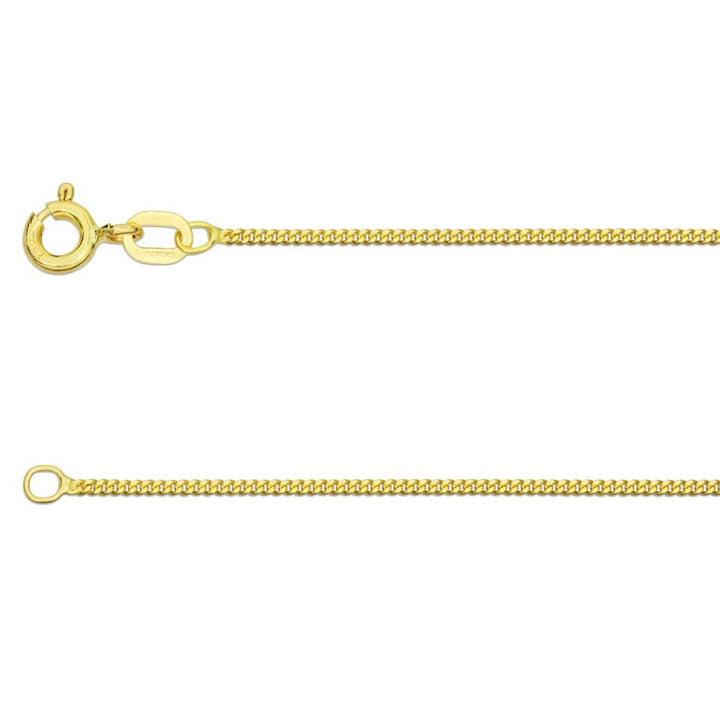 18ct Yellow Gold 18 Inch Diamond Cut Curb Link Chain