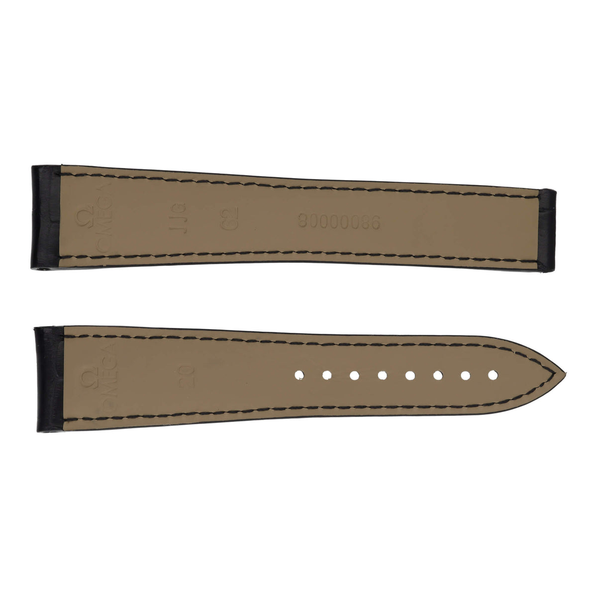 Omega Watch Strap. Speedmaster 20mm Black Leather Strap - Michael Jones Jeweller