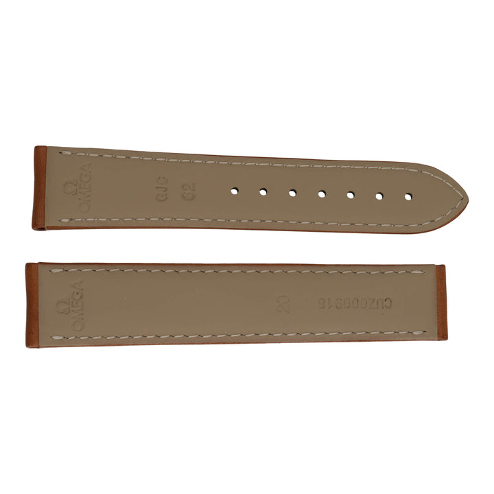 Omega Watch Strap. Brown Calf Leather with White Stitching 20mm.
