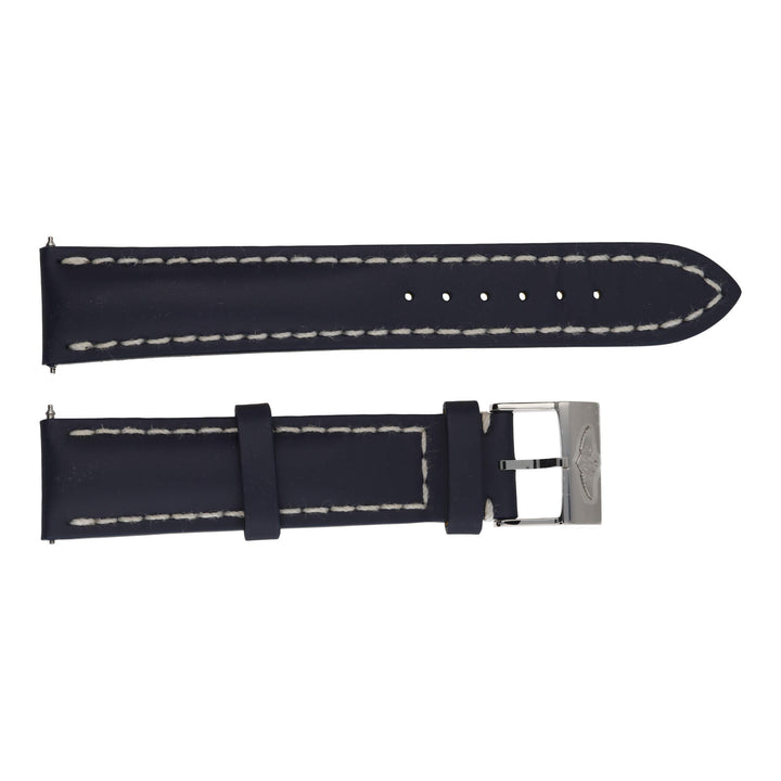 Breitling Watch Strap. Blue Calf Leather With White Stitching. 24mm