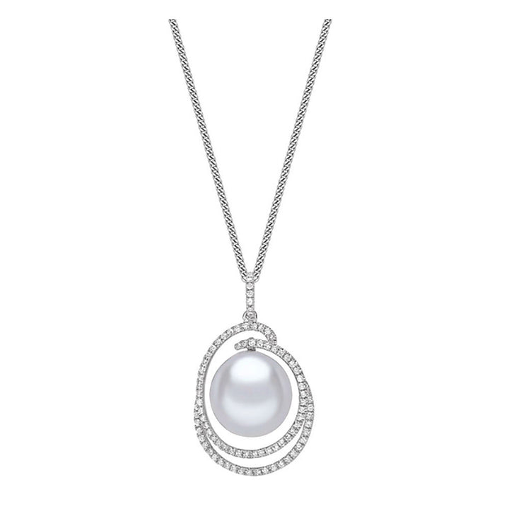 Pearl and Diamond 18ct White Gold Pendant - Michael Jones Jeweller