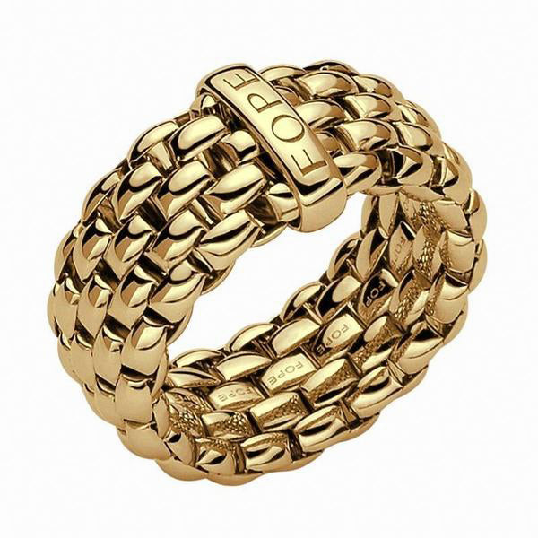 FOPE Flex'it Essentials 18ct Yellow Gold Wide Ring Medium - Michael Jones Jeweller