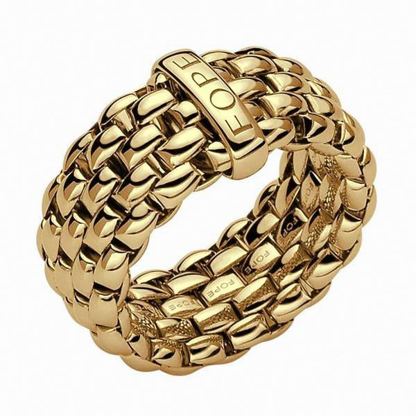 FOPE Flex'it Essentials 18ct Yellow Gold Wide Ring Medium