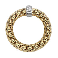 FOPE Flex'it Vendôme 18ct Yellow and White Gold 0.10ct Diamond Set Ring Medium