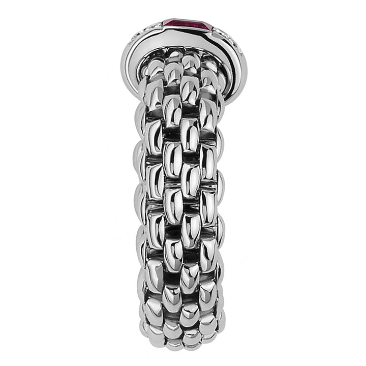 FOPE Flex'it Vendome 18ct White Gold Ruby and Diamond Ring Medium