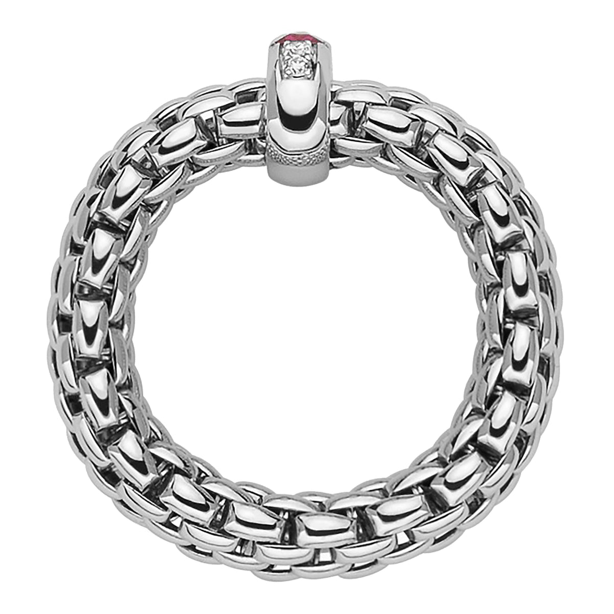 FOPE Flex'it Vendome 18ct White Gold Ruby and Diamond Ring Medium - Michael Jones Jeweller