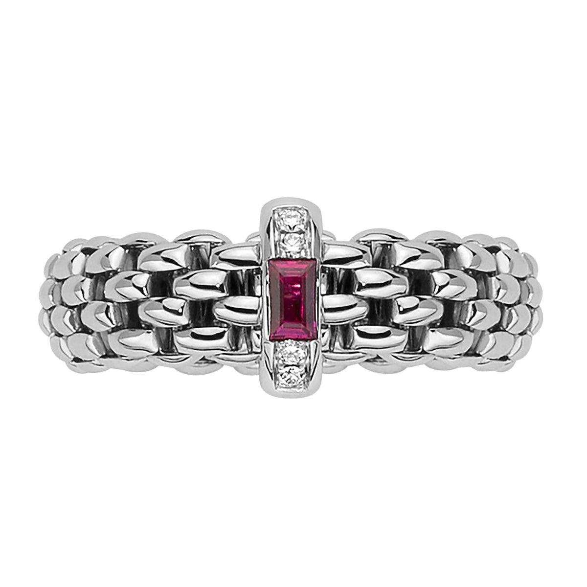 FOPE Flex'it Vendome 18ct White Gold Ruby and Diamond Ring Medium - Michael Jones Jeweller