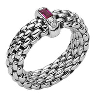 FOPE Flex'it Vendome 18ct White Gold Ruby and Diamond Ring Medium - Michael Jones Jeweller