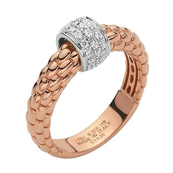 FOPE Flex'it Solo 18ct Rose and White Gold 0.20ct Diamond Set Ring