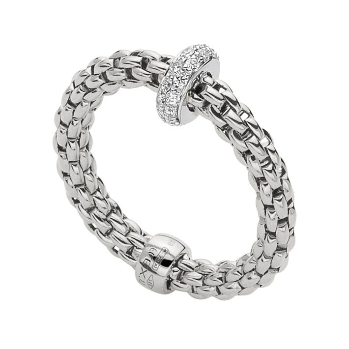 FOPE Flex'it Prima 18ct White Gold 0.18ct Diamond Set Ring Small
