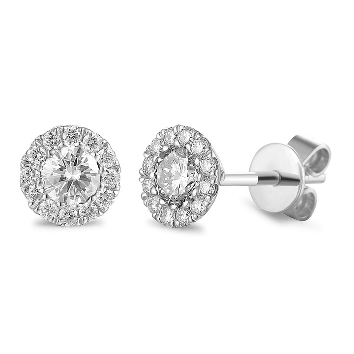Diamond April Birthstone Collection 18ct White Gold Cluster Earrings
