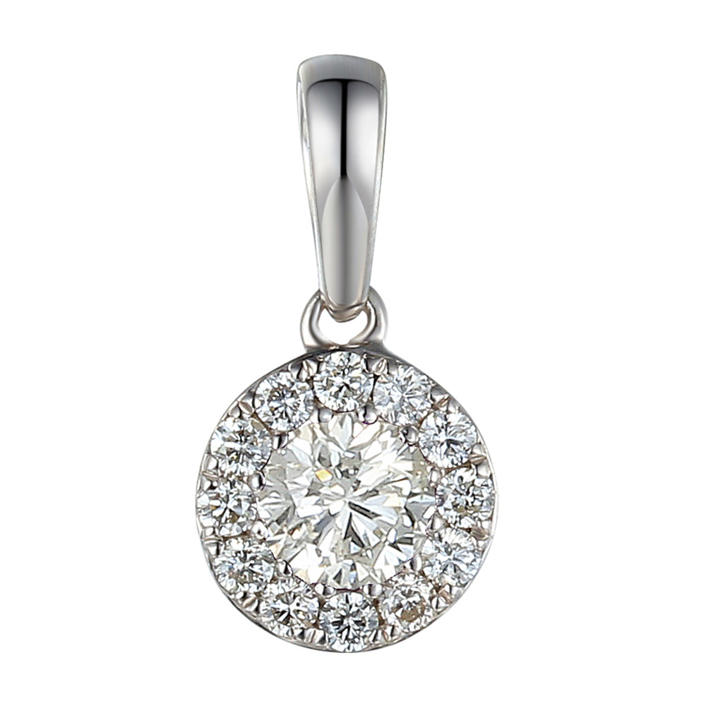 Diamond April Birthstone Collection 18ct White Gold Cluster Pendant - Michael Jones Jeweller